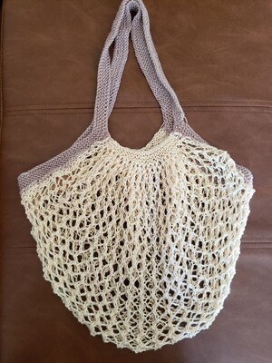 Linen and Taupe Colored Bamboo Market Bag - image1
